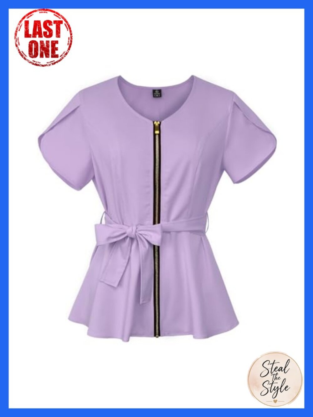 Womens Scrub Top Zip Up Ruffle Cuff Medical Uniform Workwear